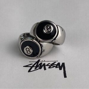 y2k 2000s vintage 8 ball chrome silver ring